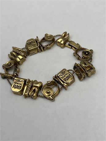 Vintage dental scene charm bracelet