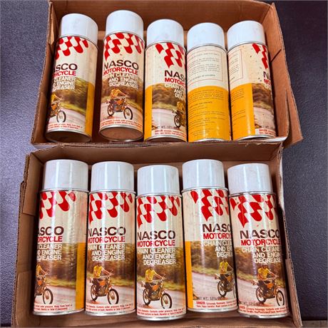 10 NOS NASCO Motorcycle Chain Degreaser Cans