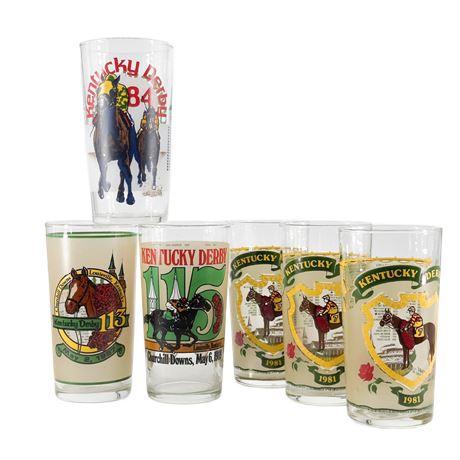Vintage Lot of Kentucky Derby Commemorative Glasses