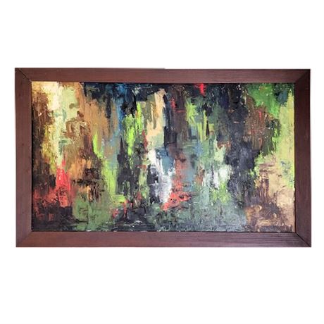 Large Unsigned Mid-Century Abstract Oil on Canvas