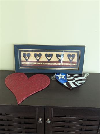 Lot 3 Heart Decorations Americana