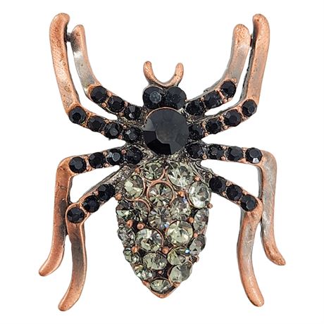 Vintage Inspired Rhinestone Spider Brooch
