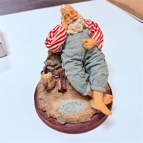 Large Fishing Santa Figurine