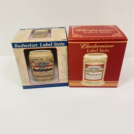 2 Budweiser Steins Mint in Orig Boxes