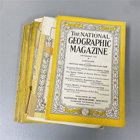 5x 1920’s National Geographic Magazines