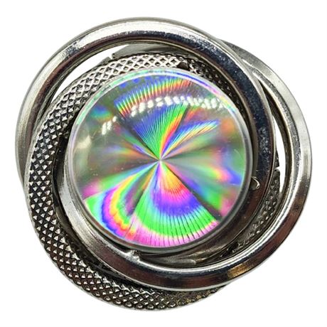 Vintage Holographic Modernist Swirl Brooch