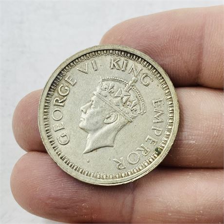 1945 India Silver Rupee