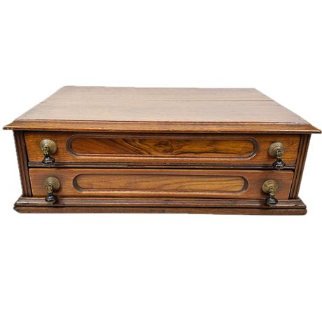 Antique Walnut 2 Drawer Spool Cabinet
