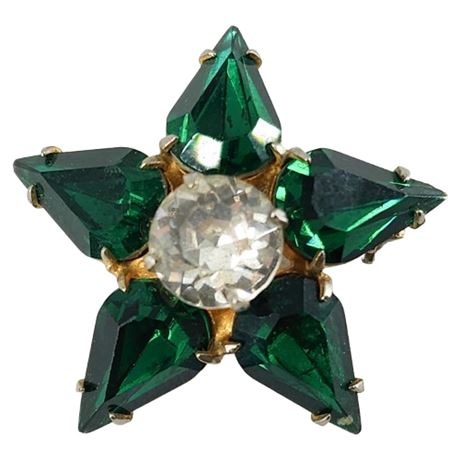 Vintage Prong Set Rhinestone Star Brooch