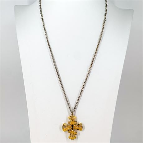 Vintage Gepco Gold Tone Cross Pendant Necklace