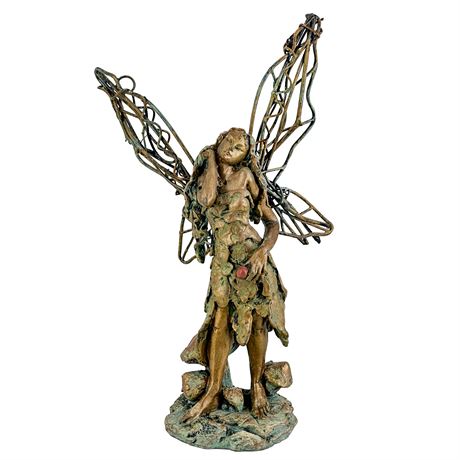 Vintage Composite & Metal Wire Fairy Figurine