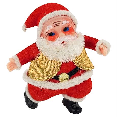 Vintage Flocked Plastic Dancing Santa Claus Figurine