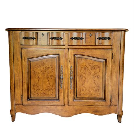 Contemporary French Country Fruitwood Wine Storage Buffet