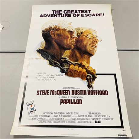 Original 1973 Papillon Movie Poster