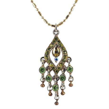 Two-Tone Rhinestone Chandelier Pendant Necklace