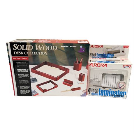 Solid Wood Desk Collection with Laminator NIB