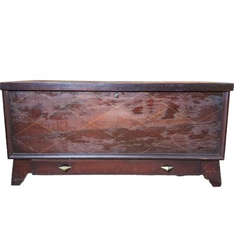 Vintage Lane MCM Locking Trunk with Drawer