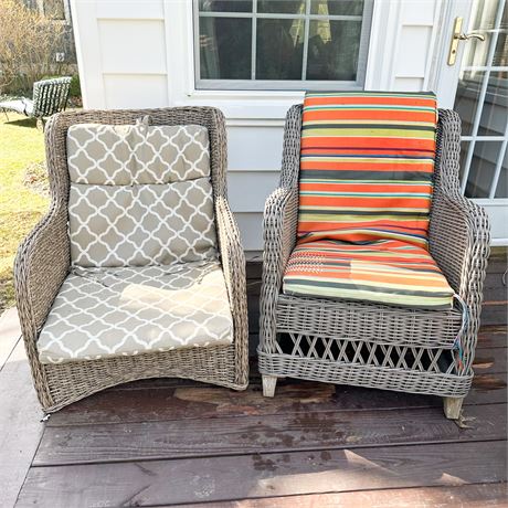 Pair of All Weather Wicker Outdoor Patio Chairs