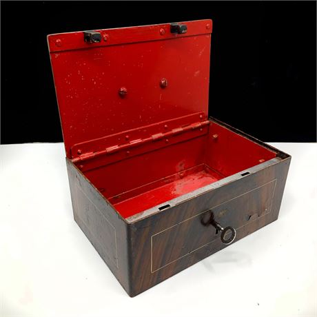 Antique Heavy Iron Banker Stagecoach Railroad Strong Box Documents Jewelry Safe