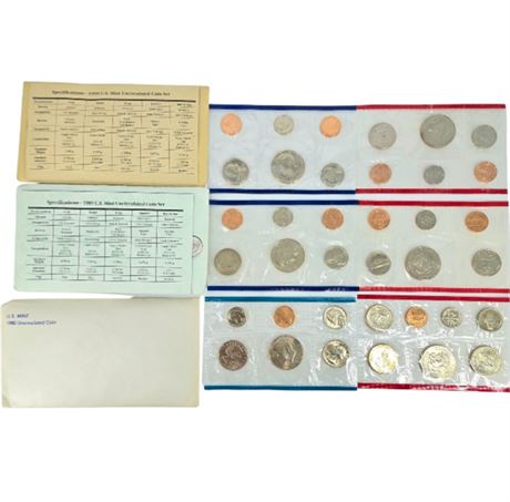 VTG Uncirculated Coin Sets 1990, 1989, 1980