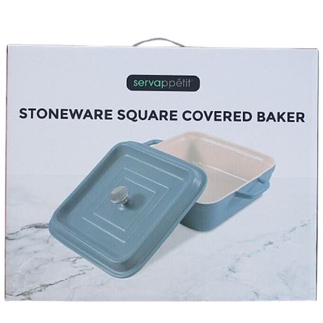 NEW Stoneware Ceramic Covered Baker Dish 9.5" x 9.5" x 3" w/ Lid by Servappetit