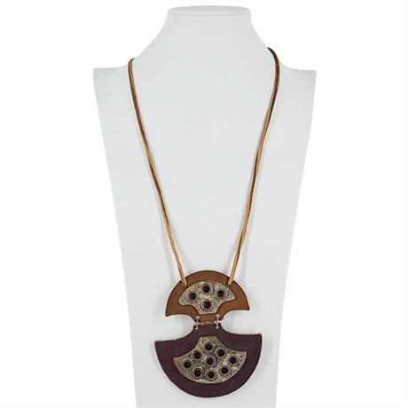 Large Artisan Made Leather & Metal Viking Vibes Necklace