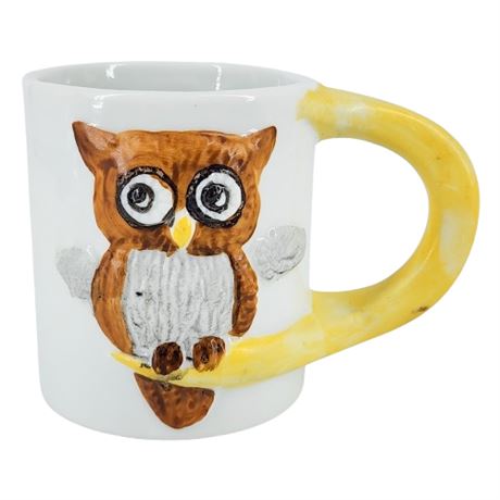 Vintage Hand Painted Ceramic Owl Mug