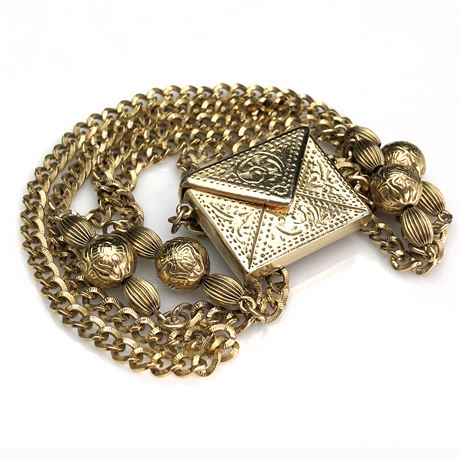Scarce Vintage 1928 Opening Envelope Pendant Necklace