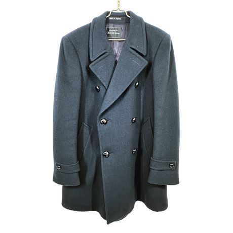 Vintage Mens English Wool & Cashmere Pea Coat Made for Sacks 5th Avenue