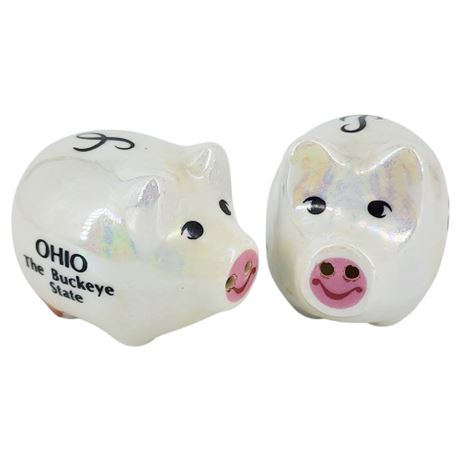 Vintage Lipco Lustre Glaze Pigs Ohio Souvenir Salt & Pepper Shakers