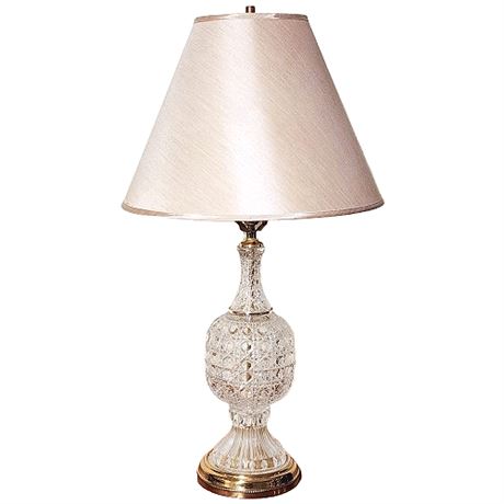 Vintage Hollywood Regency Cane Crystal Table Lamp