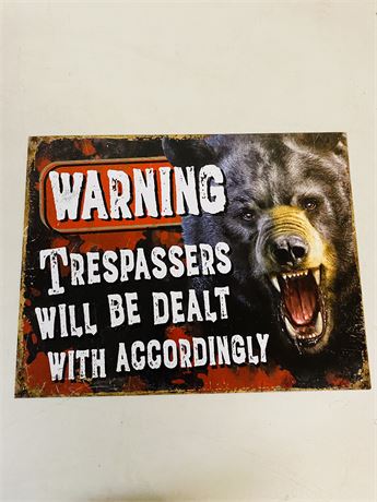 12.5x16” Warning Metal Sign