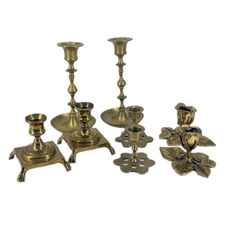 Lot of Brass Candlestick Holders
