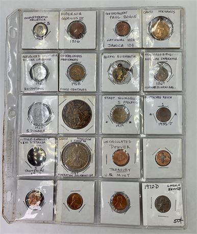 20 Vintage US & International Coins, Medallions & Charms