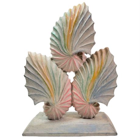 Pastel Rainbow Shell Wooden Sculpture