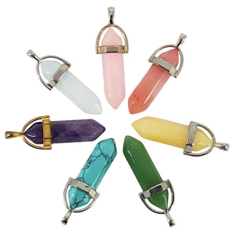 Lot of 7 Genuine & Faux Crystal Point Pendants