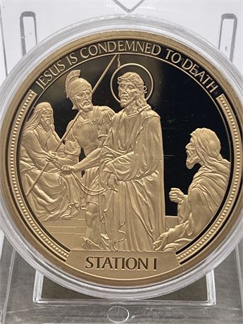 24K Layered Station 1 of the Cross Coin