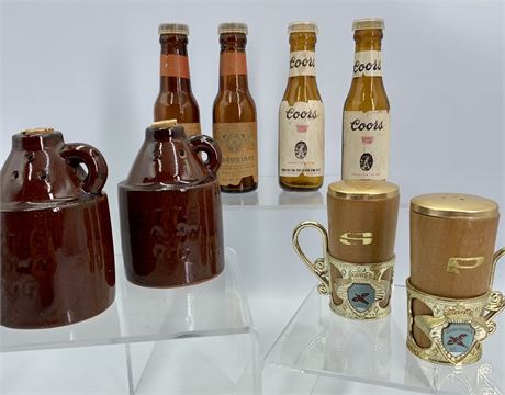4 Sets of Vintage Novelty Beer & Travel Salt & Pepper Shakers