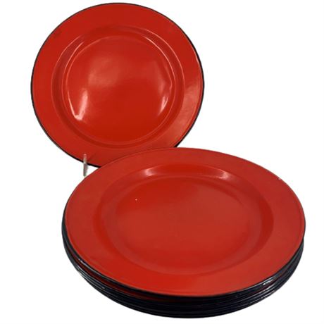 Red and Black Enamel Dinner Plates