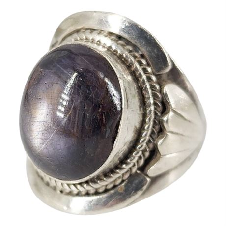 Sterling Silver Natural Star Ruby Ring, Sz 7