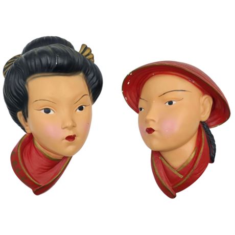 VTG Chalkware, Asian Man & Woman