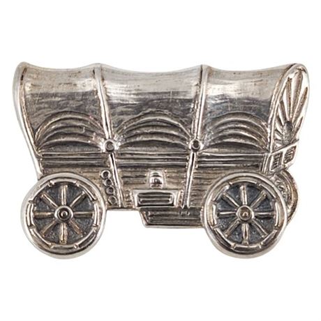 Vintage Silver Plated Covered Wagon Brooch