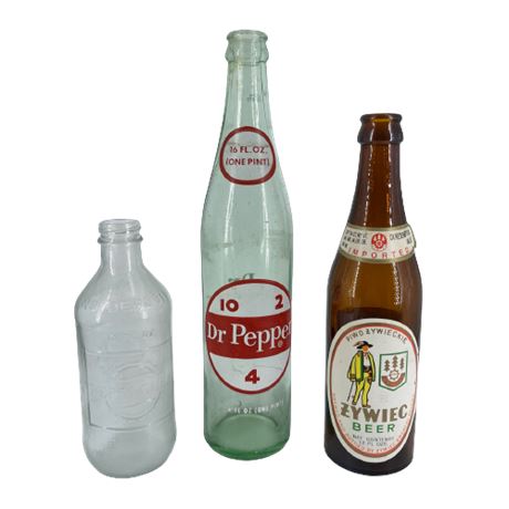 Lot of Vintage Beverage Bottles