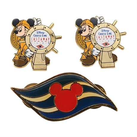 3 Vintage Disney Cruise Themed Lapel Pins