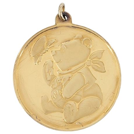 Vintage FRANKLIN MINT x DISNEY Gold Plated Winnie the Pooh Pendant