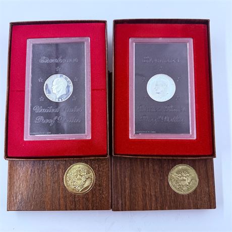 1971 + 1972 Eisenhower Silver Proof Dollars
