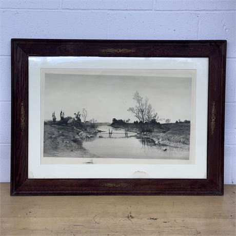 Antique George W. Bohde Landscape Etching