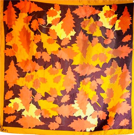 Vtg Vera Neumann Silk Scarf - Fall Floral Motif