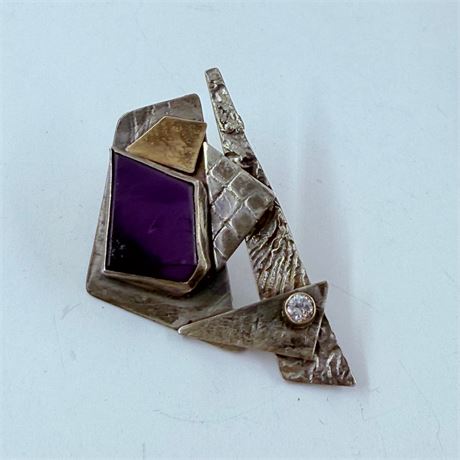 8.6g Artist Made Gold + Sterling Brooch