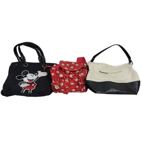 Disney Mickey Mouse Canvas Tote / Minnie Mouse Polka Dot Backpack / Handbag